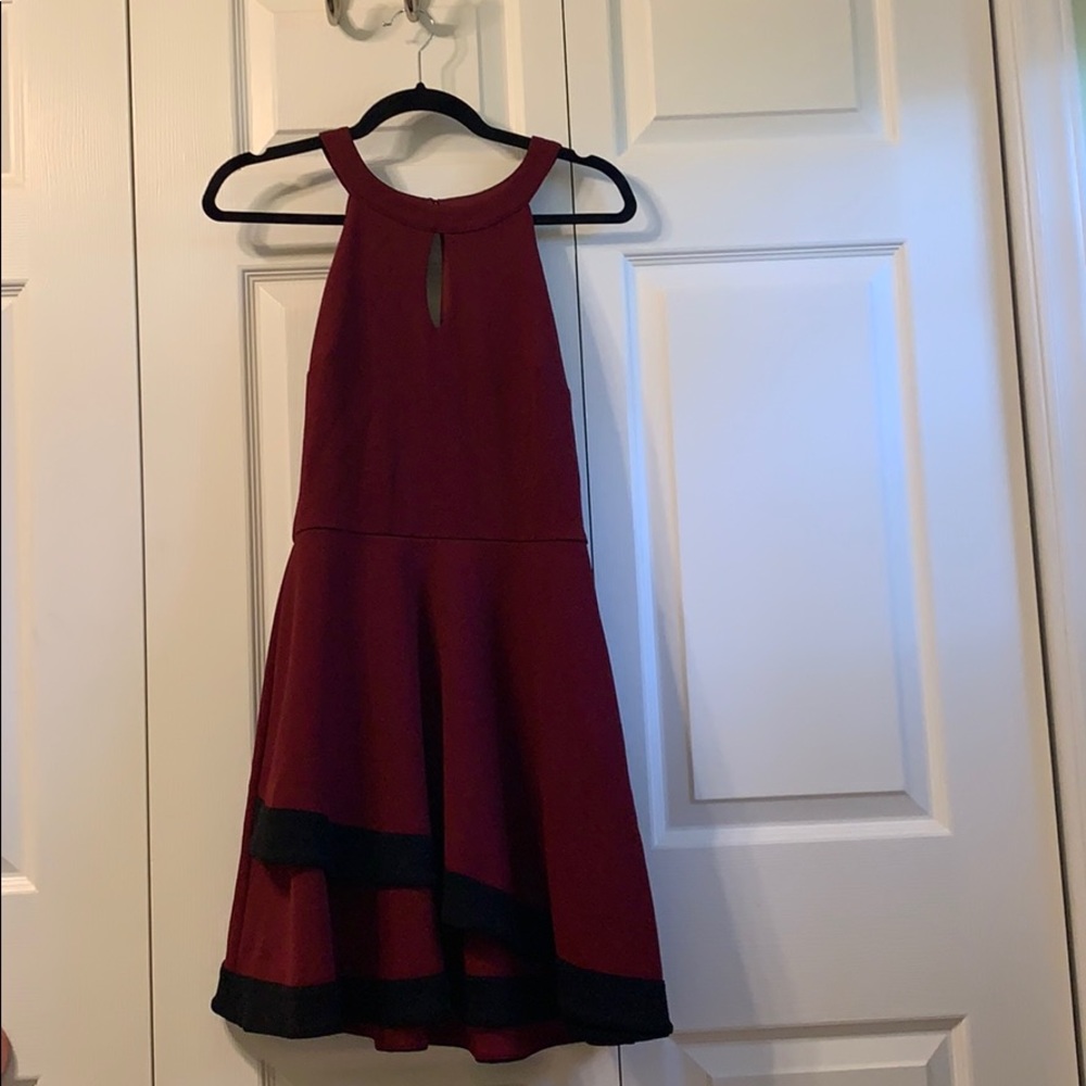Black and burgundy BCX knee length dress.